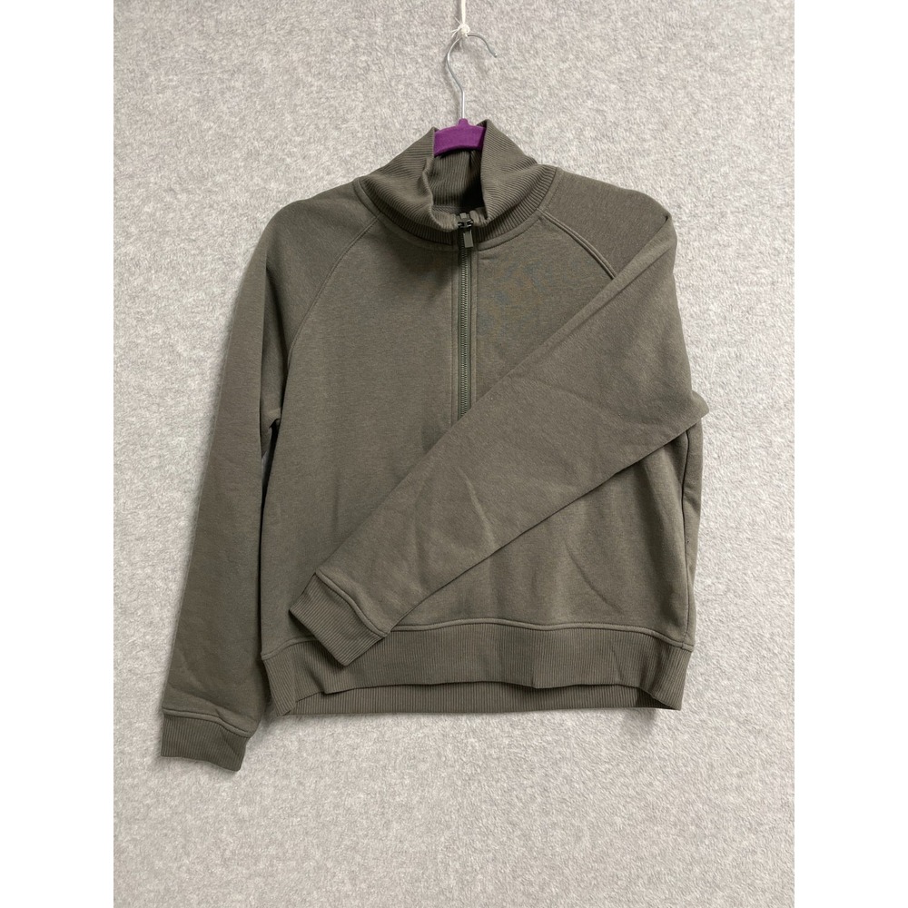 90 Degree by Reflex Cropped Sweatshirt Women Small Gray Fleece Lined Quarter Zip